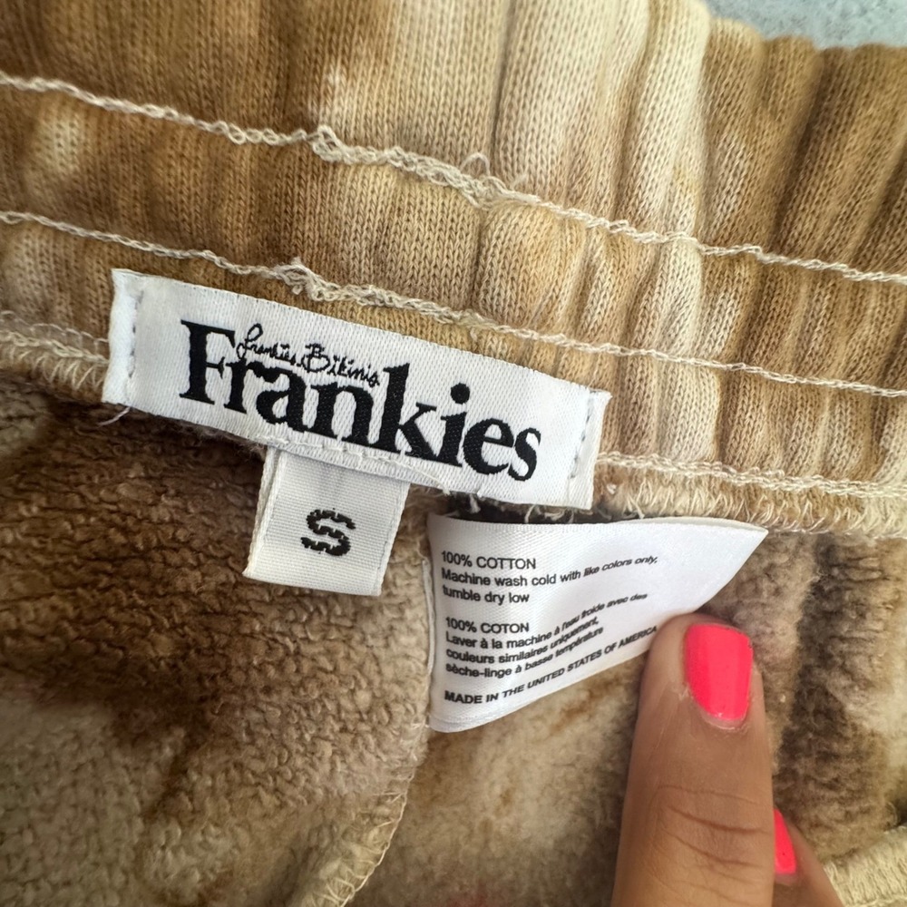 Frankies‎ Bikinis Sweatsuit Set Sz S Tie Dye Cropped Hoodie Joggers Tan Brown - Picture 13 of 16
